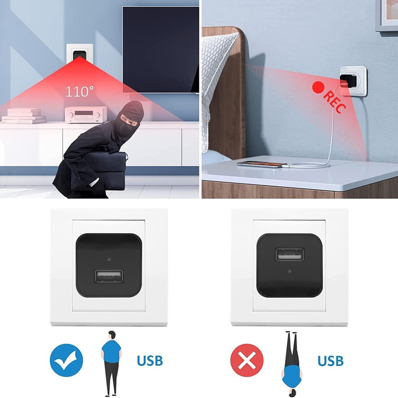USB Plug Phone Charger WiFi Cam With Live Streaming Video